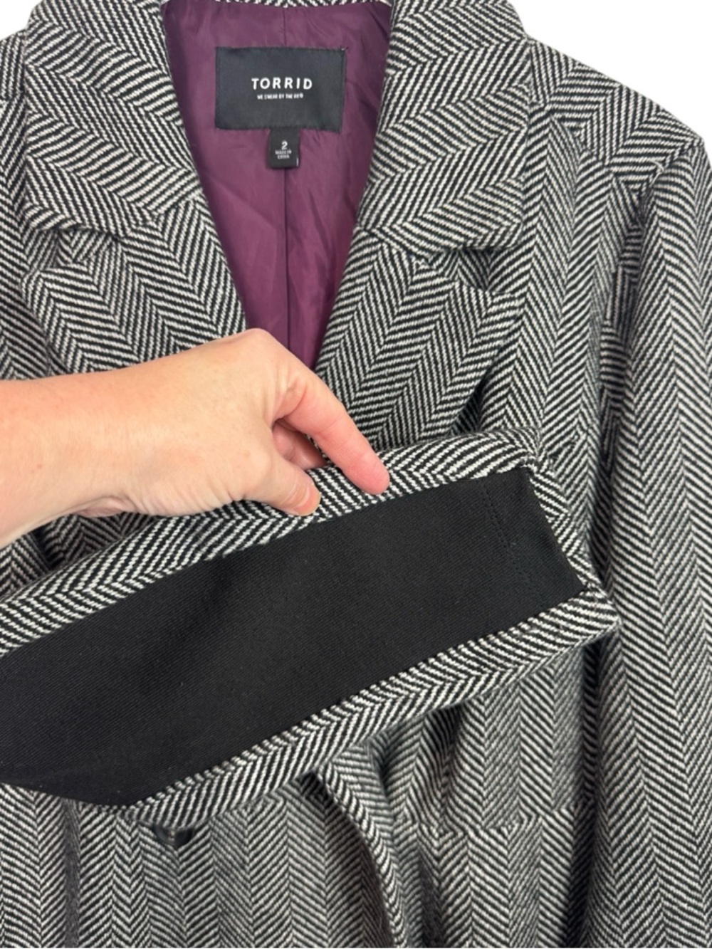 TORRID Fit & Flare Herringbone Coat Jacket Peacoat Plus Size 2X - Picture 9 of 15